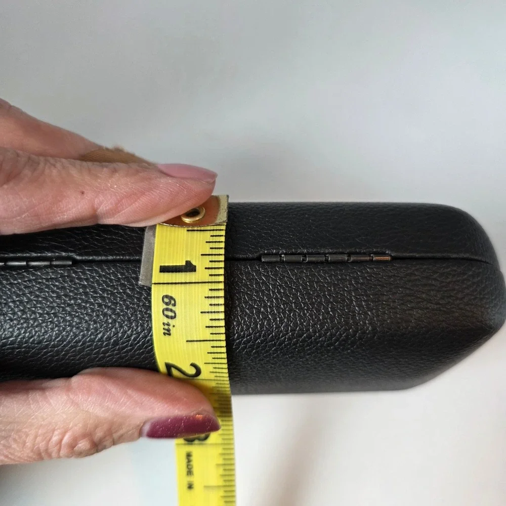 Balenciaga Black Pebbled Leather Sunglasses Case Hard Shell Clamshell Logo